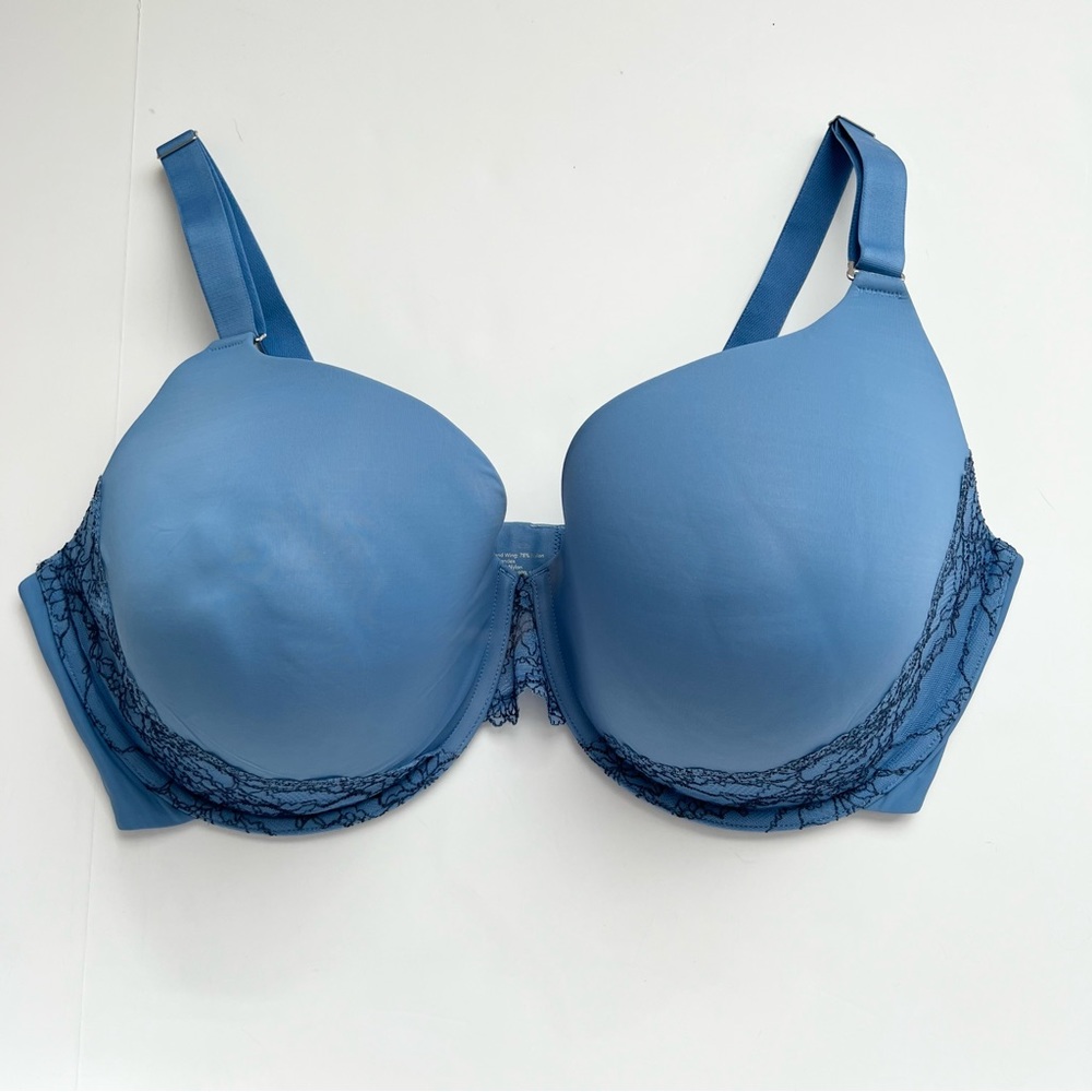 Soma Memorable Bra 42DDD Full Coverage Lace Trim Blue